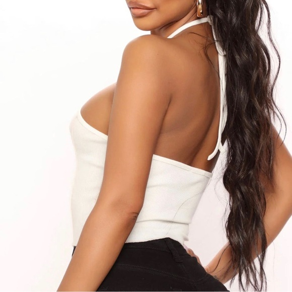 Ivory Cropped Halter Top - Picture 7 of 9